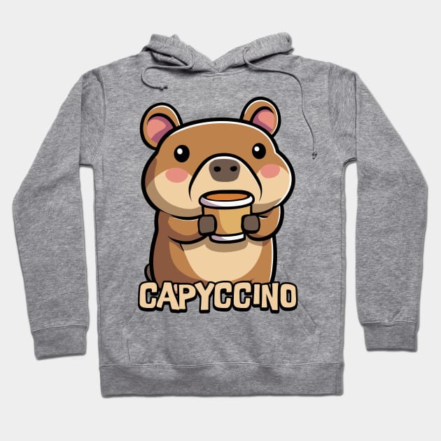 Capyccino! Cute Capybara Coffee Cartoon Hoodie by Cute And Punny